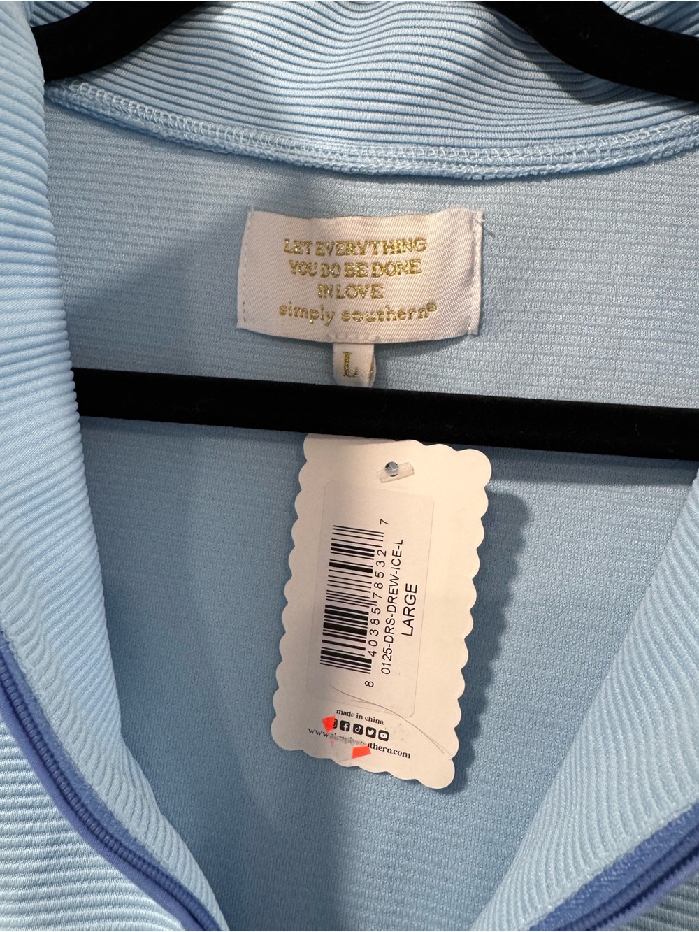 NWT Simply Southern Light Blue Women's Dress Zip Neck - Picture 3 of 6